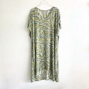 LOGO Lori Goldstein 3X Tibby Coverup Sheer Abstract Print Green Yellow